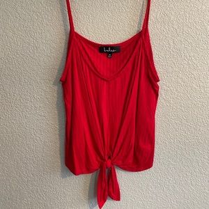 Feeling Myself Red Tie-Front Cropped Tank